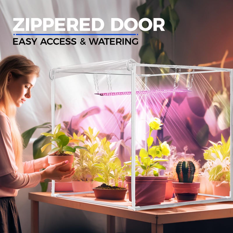 Barrina Indoor Greenhouse with Grow Light, with 40W Seed Starting LED Indoor Plant Light, Portable Mini Greenhouse with Timer for Seed Starter Tray, Seedling, Sprouting, Microgreens, 23x23x23IN - Image 3