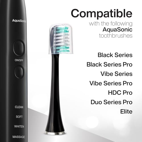 AquaSonic Standard Replacement Brush Heads | ADA Accepted | for Normal & Sensitive Teeth | Compatible with Many AquaSonic Toothbrush Handles (8 Pack Black) - Image 5