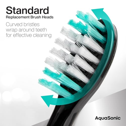 AquaSonic Standard Replacement Brush Heads | ADA Accepted | for Normal & Sensitive Teeth | Compatible with Many AquaSonic Toothbrush Handles (8 Pack Black) - Image 3
