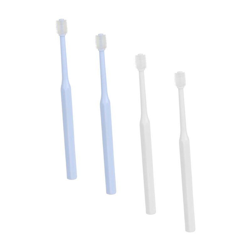 Pet Toothbrush Set 4 Pieces Long Handle TPE Bristles Blue White For Cats Dogs - Image 2