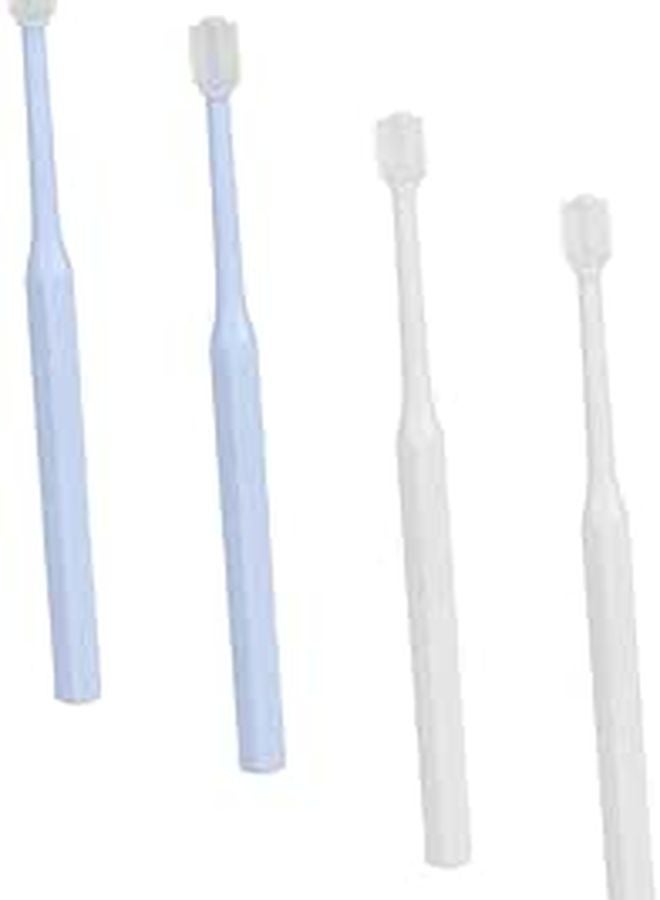 Pet Toothbrush Set 4 Pieces Long Handle TPE Bristles Blue White For Cats Dogs - Image 1