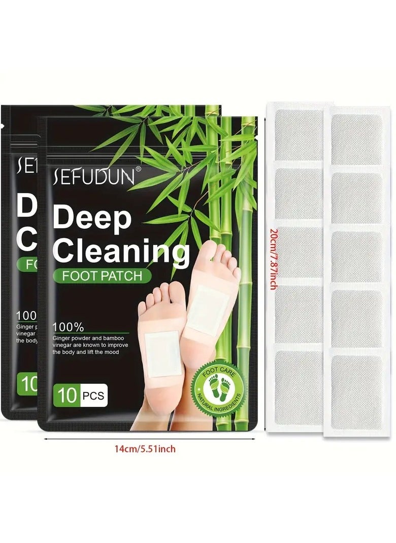 Sefudun 10pcs Deep Cleansing Foot Patch, Natural Bamboo Vinegar Ginger Powder Foot Pads For Foot Care, Adhesive Sheets, After Foo Bath When Sleep Warm And Relax  - Image 3