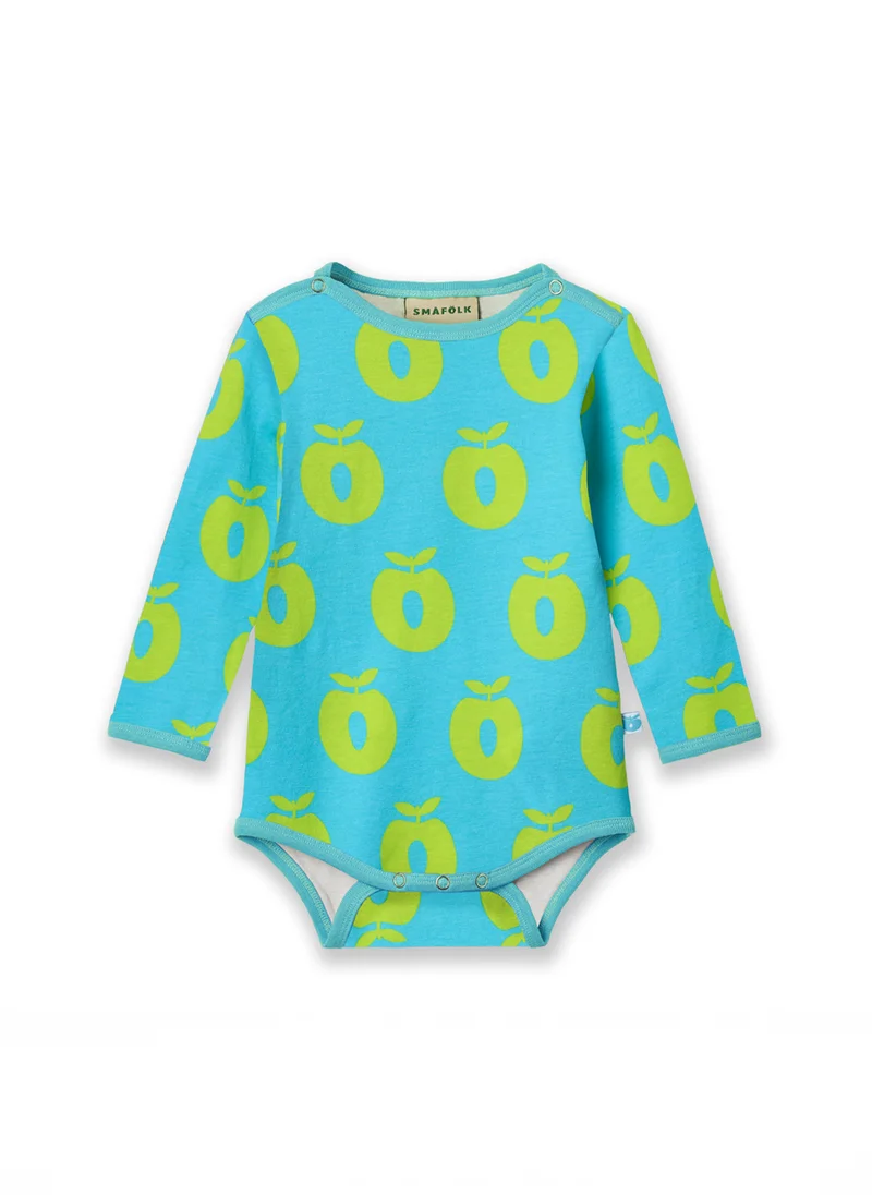 Småfolk Long-sleeved baby body with apples