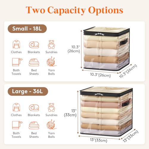 Lifewit 6 Pack Clear Clothes Storage Bags Sweater Storage with Zipper 18L Vinyl Foldable Moving Bags Storage Container for Blankets Bed Sheet Sweater Yarns - Image 3