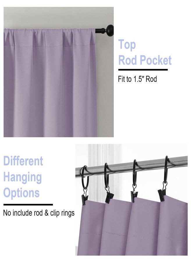 Simplebrand Ava Lilac Blackout Curtains for Bedroom 72 Inch Length 2 Panels Set, Privacy Thermal Insulated Rod Pocket Window Curtains for Patio French Door Front Door, W40 x L72 Inch, Lilac - Image 4