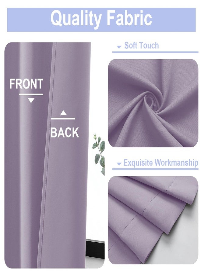 Simplebrand Ava Lilac Blackout Curtains for Bedroom 72 Inch Length 2 Panels Set, Privacy Thermal Insulated Rod Pocket Window Curtains for Patio French Door Front Door, W40 x L72 Inch, Lilac - Image 3