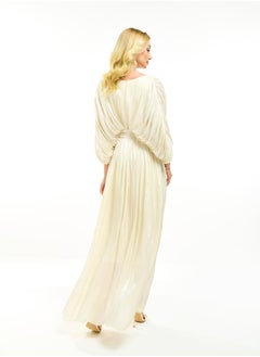 House of Moda Glazed Organza Pleated Maxi Dress with Tie Belt by Styli  - Image 3