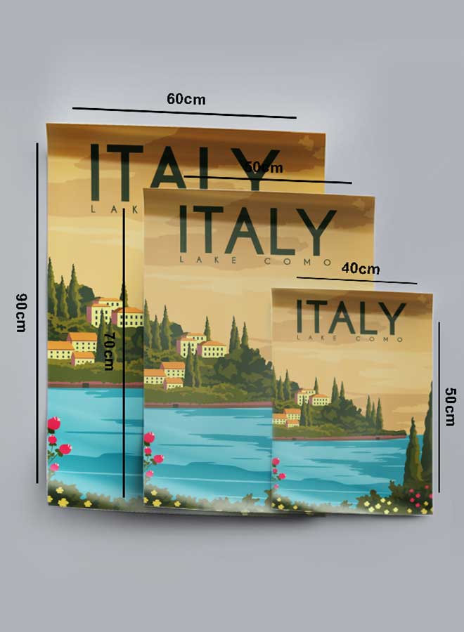 لوحة بوستر ديكور لوحة بدون فريم مع أربع قطع منفصلة من اللاصق ذو الوجهين تصميم بحيرة كومو الإيطالية غرفة النوم غرفة المعيشة وديكور المكتب - Image 4