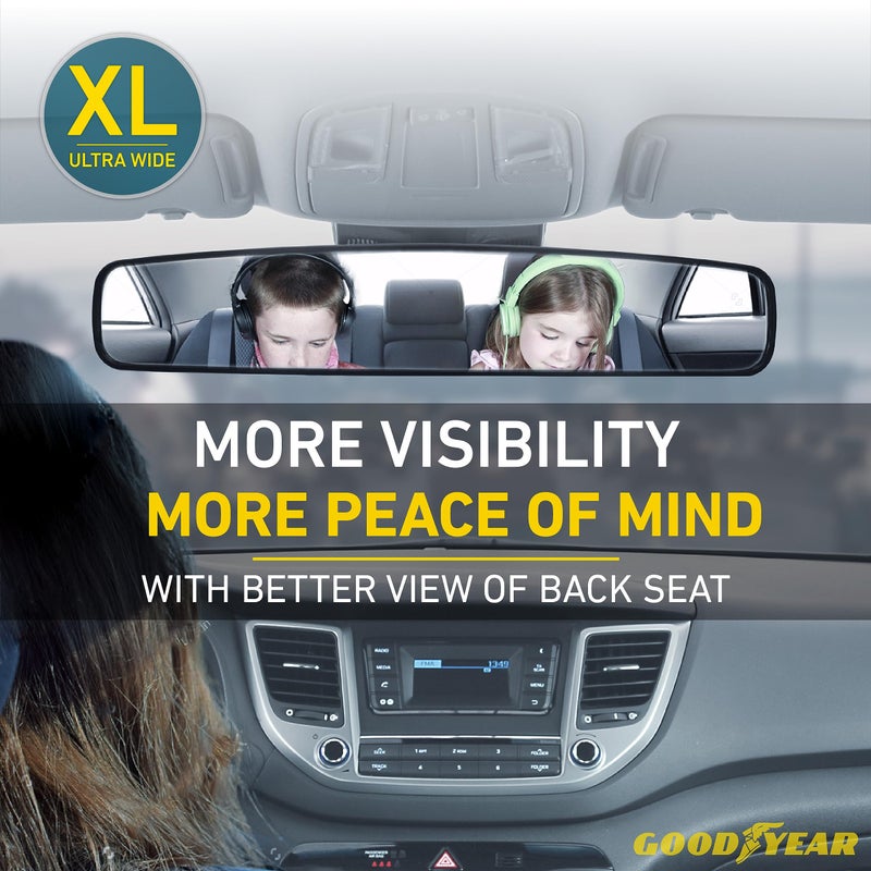 Goodyear 17â€ Panoramic Rear View Mirror â€“ Universal Wide Angle Rear View Mirror for Car/SUV/Truck â€“ Anti-Glare, Clip-On Large Rearview Extender for Safer Driving & Parking - Image 5