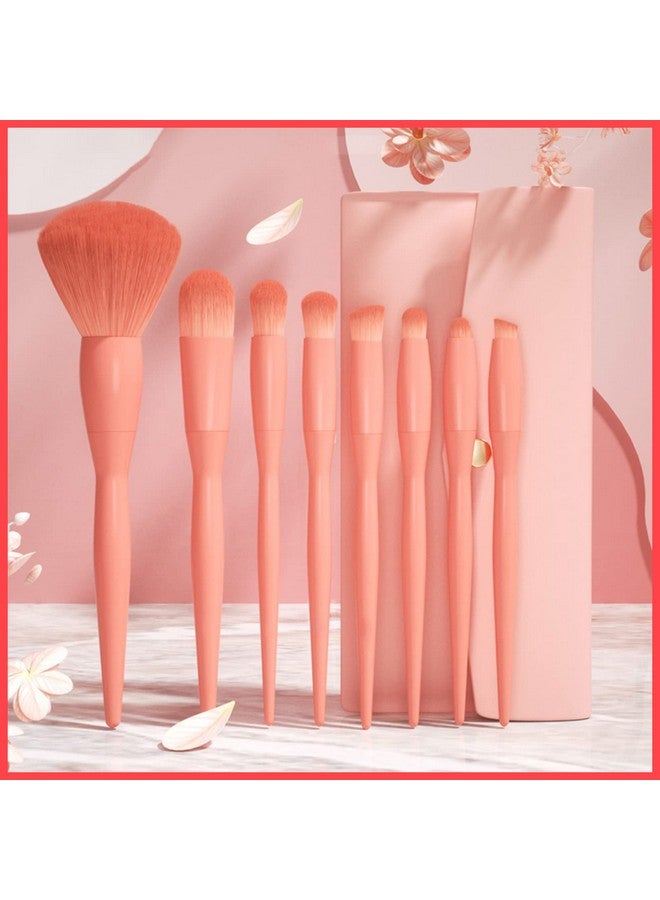 wolpin Makeup Brush Set (8 Piece) Pink With Pu Bag Synthetic Bristle Foundation Face Powder Blush Eyeshadow Brush Makeup Brush Kit - Image 2