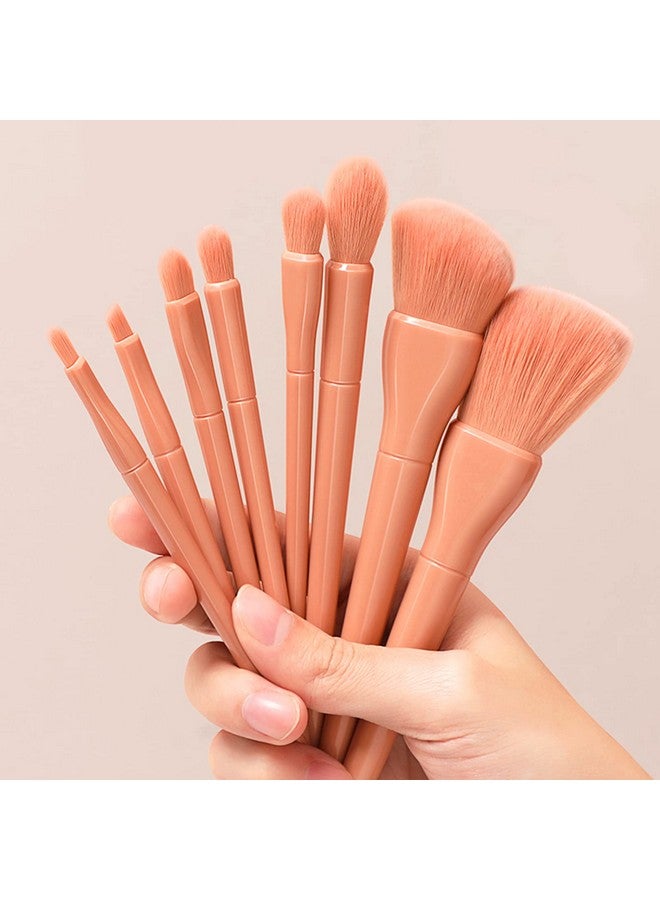 wolpin Makeup Brush Set (8 Piece) Pink With Pu Bag Synthetic Bristle Foundation Face Powder Blush Eyeshadow Brush Makeup Brush Kit - Image 3