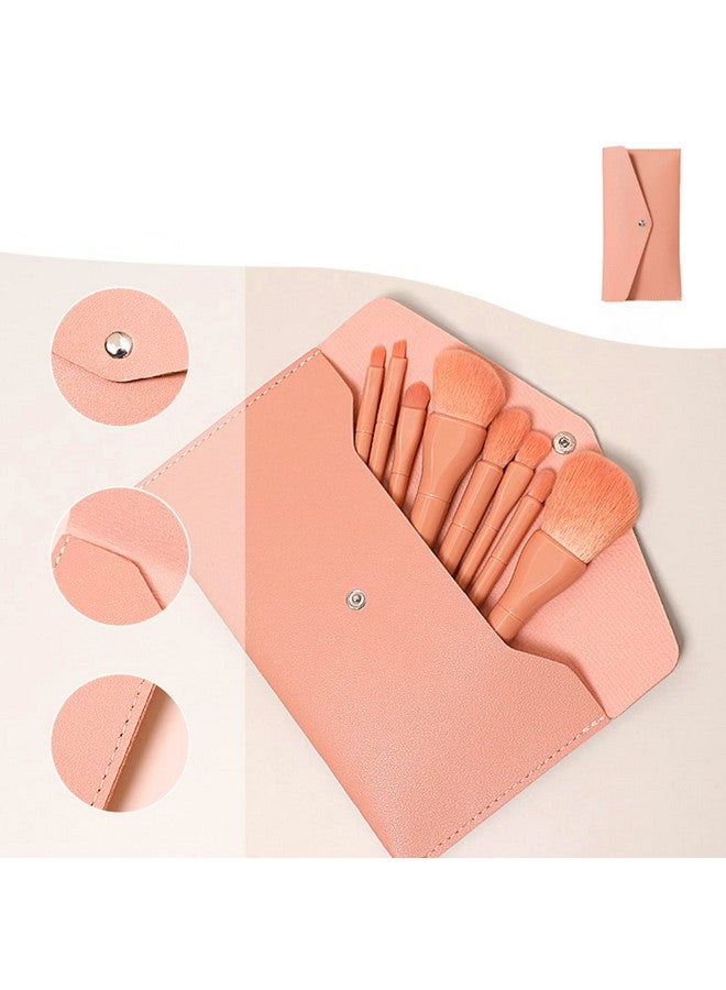 wolpin Makeup Brush Set (8 Piece) Pink With Pu Bag Synthetic Bristle Foundation Face Powder Blush Eyeshadow Brush Makeup Brush Kit - Image 5