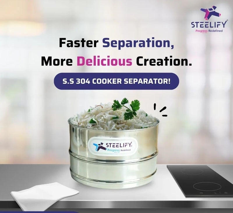 Steelify Steelify Stainless Steel Cooker Separator Suitable for Various Size Pressure Cookers - Lifter Not Included (5 Litre Outer Lid (Prestige Marlex Vinod)) - Image 2