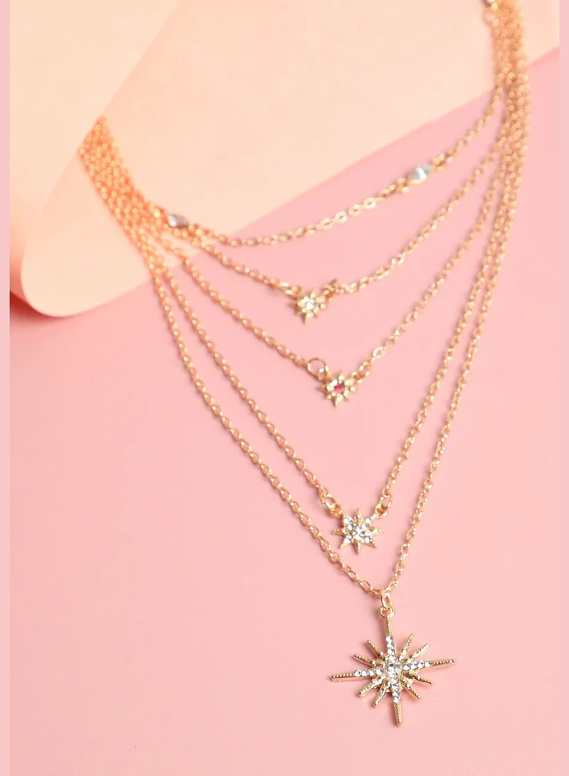 SOHI Gold Plated Designer Stone Necklace