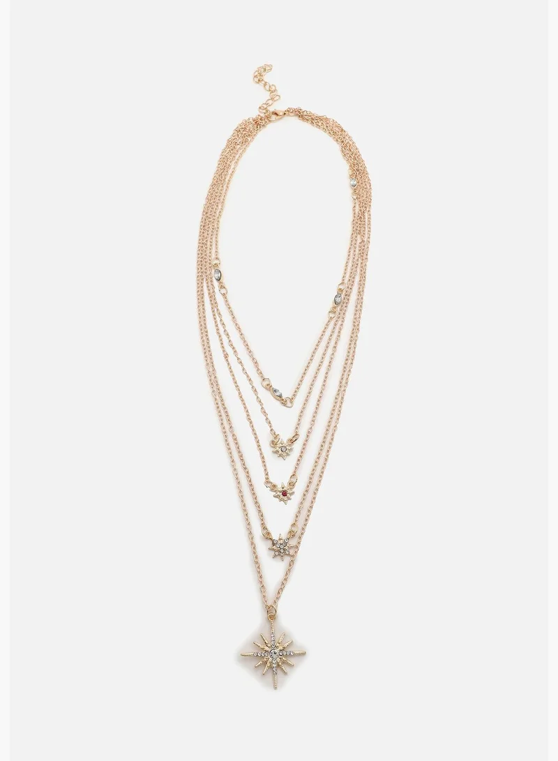 SOHI Gold Plated Designer Stone Necklace
