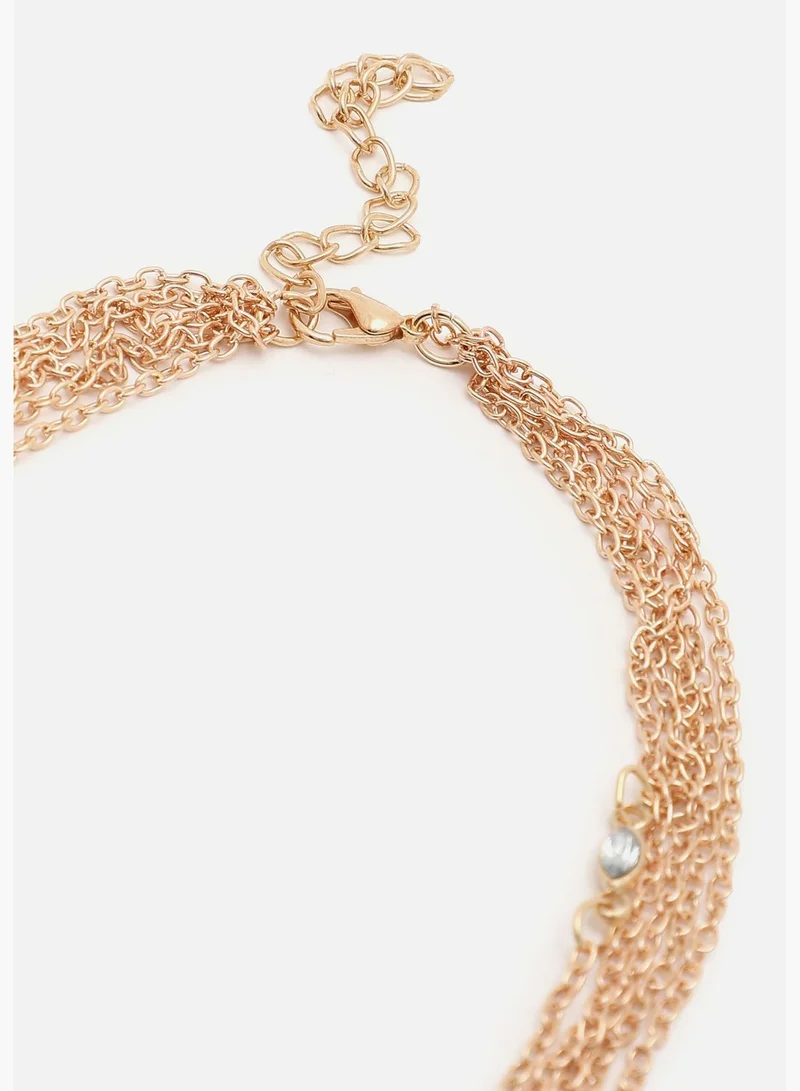 SOHI Gold Plated Designer Stone Necklace