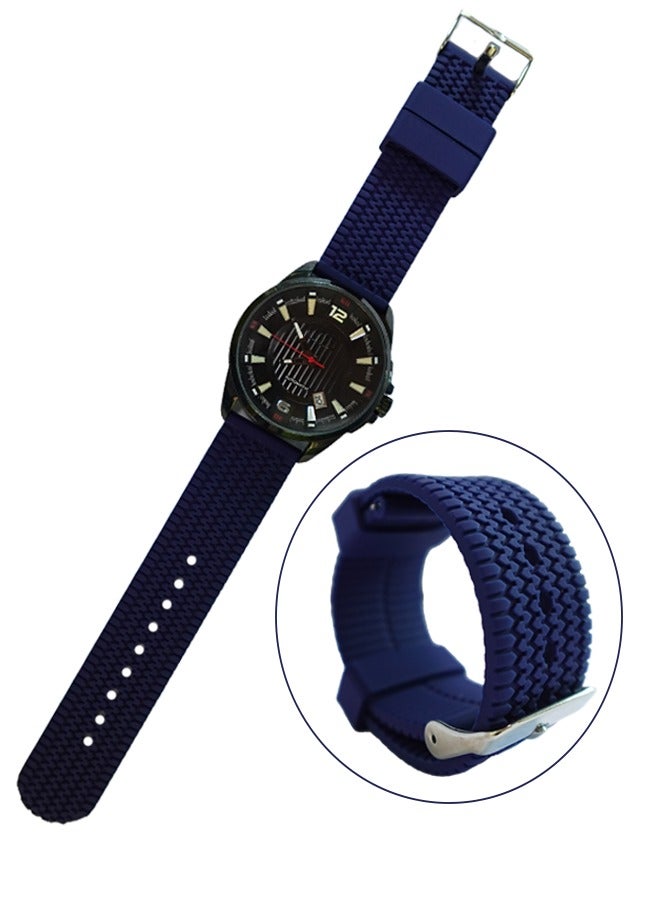 20mm Silicone watch strap: Compatible w/ Samsung Watch 7/6/5/4 (40mm, 44mm), Galaxy Watch 6 Classic 43mm, Huawei GT3 - Sport Wristband， Quick disassembly, no Tools Required(Navy Blue) - Image 1