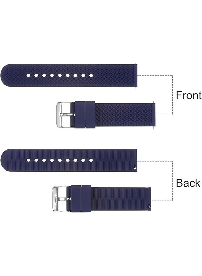 20mm Silicone watch strap: Compatible w/ Samsung Watch 7/6/5/4 (40mm, 44mm), Galaxy Watch 6 Classic 43mm, Huawei GT3 - Sport Wristband， Quick disassembly, no Tools Required(Navy Blue) - Image 4
