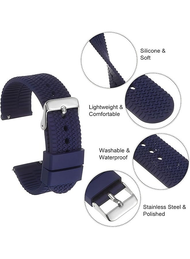 20mm Silicone watch strap: Compatible w/ Samsung Watch 7/6/5/4 (40mm, 44mm), Galaxy Watch 6 Classic 43mm, Huawei GT3 - Sport Wristband， Quick disassembly, no Tools Required(Navy Blue) - Image 2
