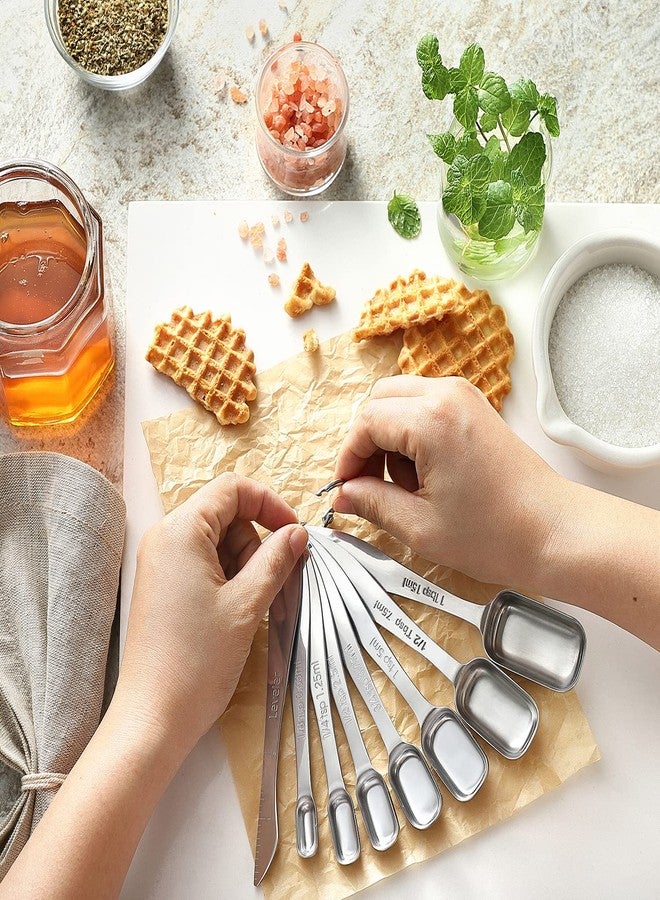 Spring Chef Stainless Steel Measuring Cups & Spoons Set of 20 with Leveler, Nesting 7 Metal Measuring Cups & 13 Spoons for Dry & Liquid Ingredients, Dishwasher Safe Kitchen Tools for Cooking & Baking - Image 4