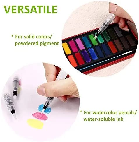 URBAN BOX Watercolor Brush Pens 3 pcs Water Brush Pens for Watercolor Water Color Pen Watercolor Paint Pens Refillable Watercolor Brush Pens Water Paint Brush Water Brushes for Watercolor - Image 3
