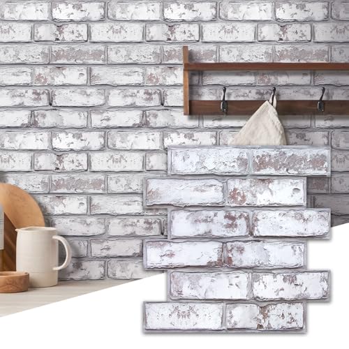 Commomy 10 Pcs 3D Faux Brick Wall Panels -11.8"X11.8" Small Size PVC Brick Peel and Stick Tiles Backsplash DIY Brick Wallpaper Wall Tile for Bedroom, Living Room, Kitchen, Fireplace, RV - Image 1
