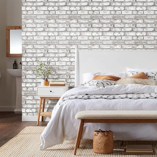 Commomy 10 Pcs 3D Faux Brick Wall Panels -11.8"X11.8" Small Size PVC Brick Peel and Stick Tiles Backsplash DIY Brick Wallpaper Wall Tile for Bedroom, Living Room, Kitchen, Fireplace, RV - Image 3