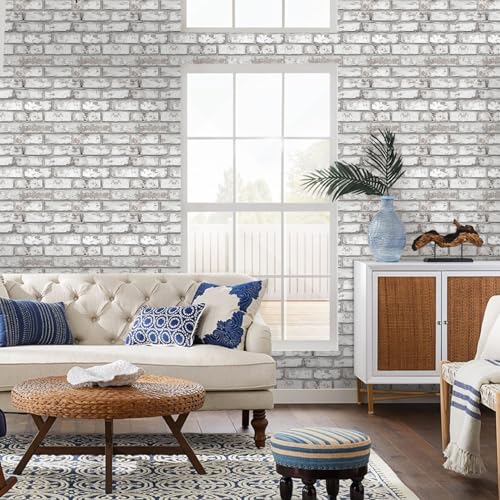 Commomy 10 Pcs 3D Faux Brick Wall Panels -11.8"X11.8" Small Size PVC Brick Peel and Stick Tiles Backsplash DIY Brick Wallpaper Wall Tile for Bedroom, Living Room, Kitchen, Fireplace, RV - Image 2