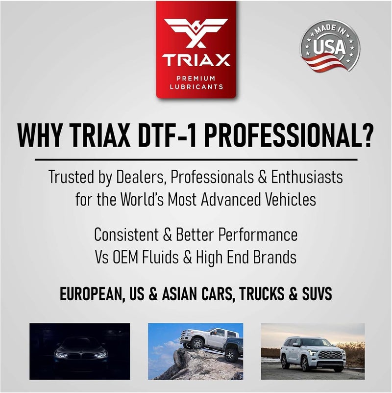 TRIAX DTF-1 Professional سائل علبة النقل الاصطناعي الكامل، تعبئة مدى الحياة، لجميع الفصول حتى -60 درجة فهرنهايت، متوافق مع BMW Xdrive، Audi/VW Quattro، Range Rover، Ford، Porsche والعديد من أنظمة الدفع الرباعي (1 كوارت) - Image 3