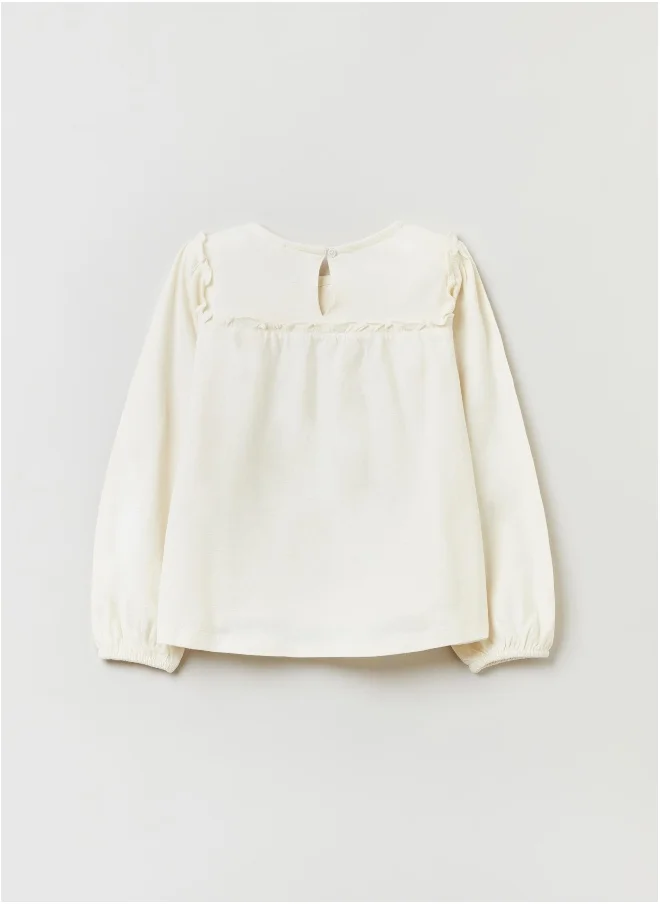 او في اس Ovs T-Shirt With Broderie Anglaise Inserts