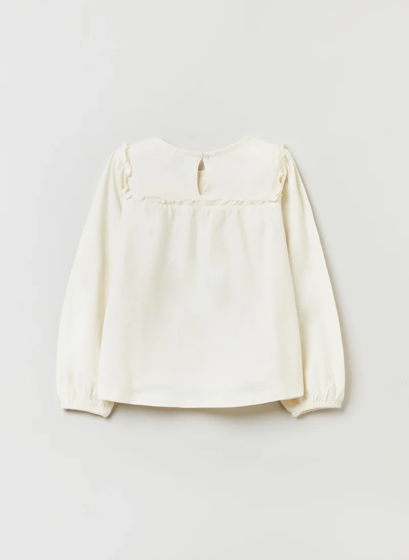 او في اس Ovs T-Shirt With Broderie Anglaise Inserts