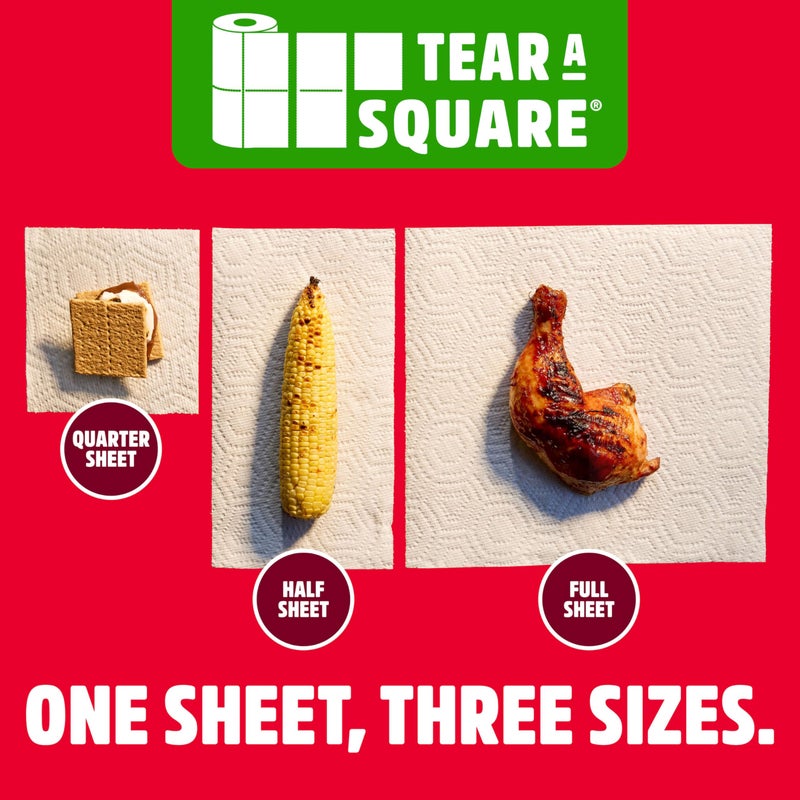 Brawny Tear-A-Square 3-Ply Paper Towels, 2 Triple Rolls = 6 Regular Rolls, Strong, Absorbent, and Durable with 3 Sheet Sizes (Quarter, Half, Full) - Image 5