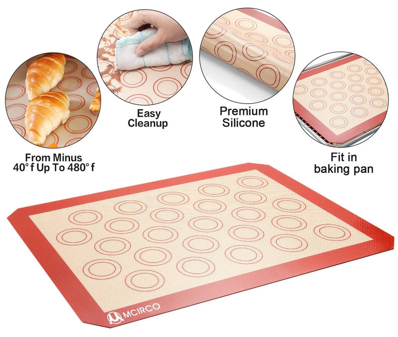 M MCIRCO MCIRCO 6 Piece Stainless Steel Baking Sheet with Rack with Silicone Baking Mat Set (2 Pans + 2 Racks + 2 Mats), 17.3 x 13 x 1 Inch Cookie Sheet with Cooling Rack, Easy Clean - Image 4