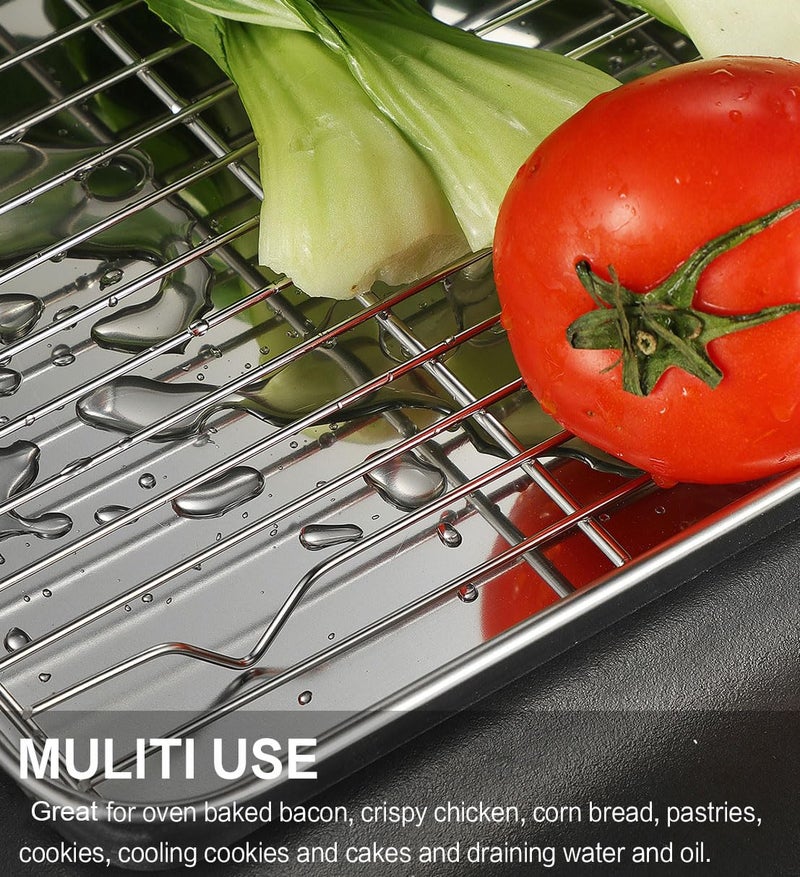 M MCIRCO MCIRCO 6 Piece Stainless Steel Baking Sheet with Rack with Silicone Baking Mat Set (2 Pans + 2 Racks + 2 Mats), 17.3 x 13 x 1 Inch Cookie Sheet with Cooling Rack, Easy Clean - Image 5