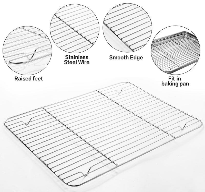 M MCIRCO MCIRCO 6 Piece Stainless Steel Baking Sheet with Rack with Silicone Baking Mat Set (2 Pans + 2 Racks + 2 Mats), 17.3 x 13 x 1 Inch Cookie Sheet with Cooling Rack, Easy Clean - Image 3