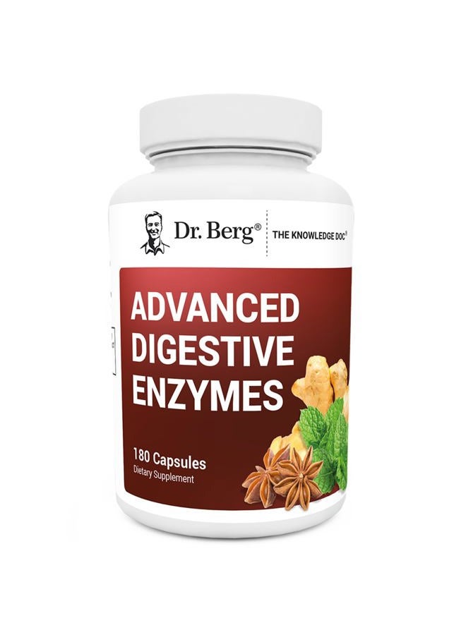 Dr. Berg Nutritionals Dr. Berg Advanced Digestive Enzymes with Apple Cider Vinegar - Includes Digestive Health Ingredients Like Betaine Hydrochloride (HCI), Ginger Root & Peppermint Leaf - 180 Tablets - Image 1