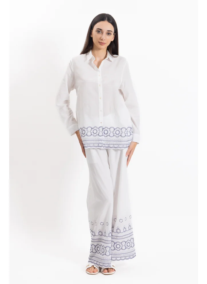 SHAPES DETAIL EMBROIDERED SHIRT SET