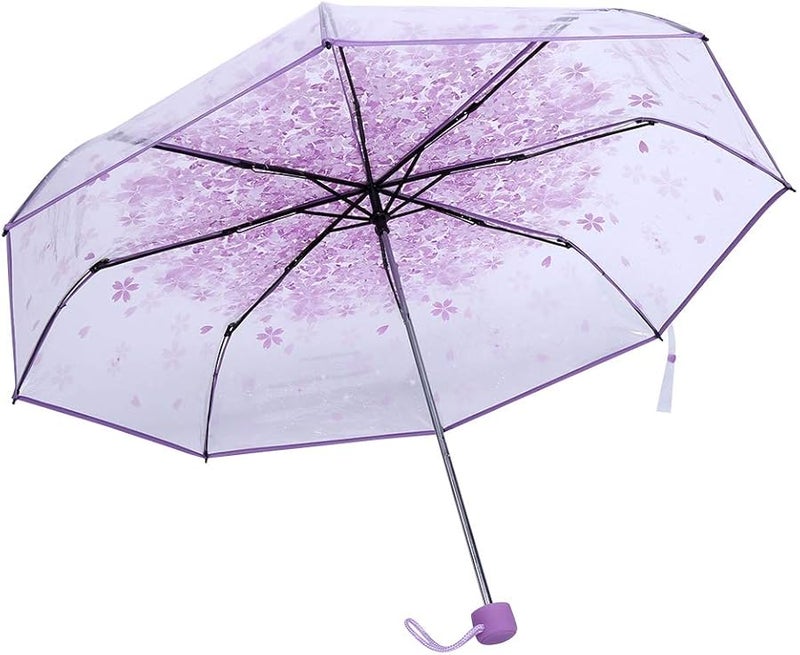 مظلة قابلة للطي شفافة باللون البنفسجي الفاتح بتصميم أميرة عصري للأطفال - Image 3
