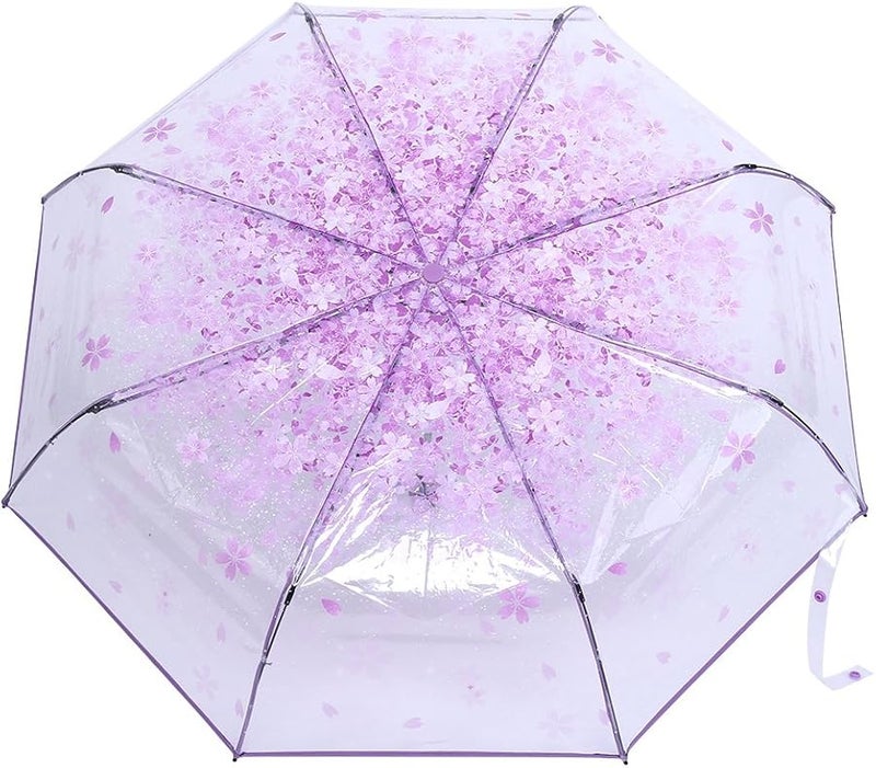 مظلة قابلة للطي شفافة باللون البنفسجي الفاتح بتصميم أميرة عصري للأطفال - Image 2