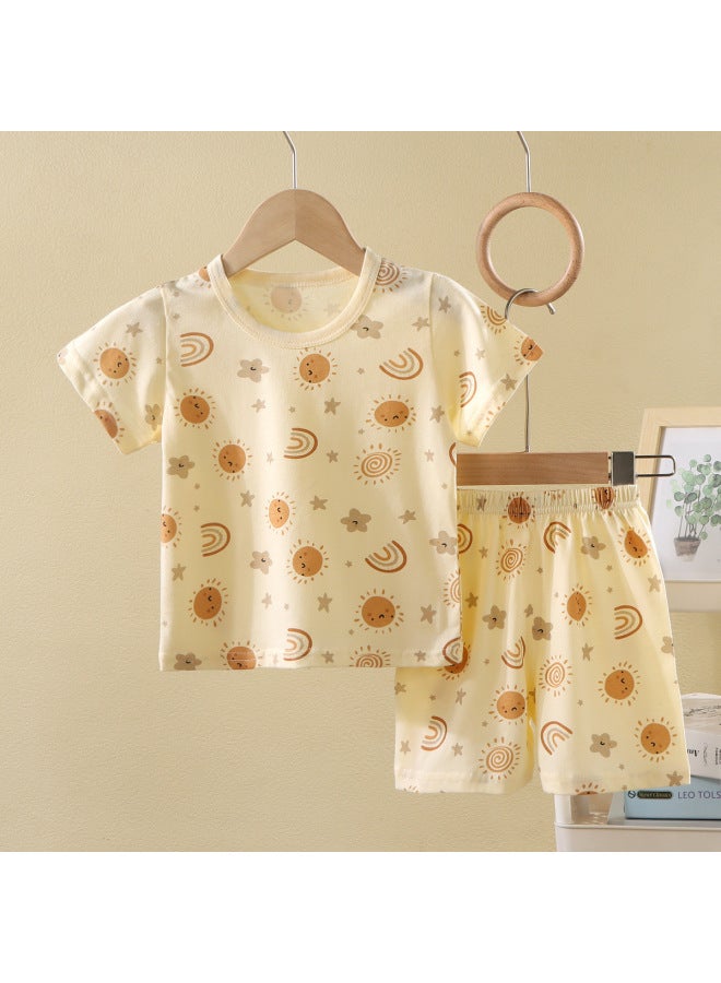 Children's Short-sleeved Suit Summer Pure Cotton Baby Shorts Pajamas Baby Thin Clothes For Boys And Girls Home Clothes Children's Clothing