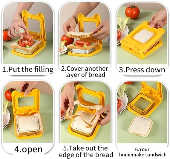 NOBILEA Sandwich Cutter and Sealer Square Pocket Sandwiches Cutter Uncrustables Maker Multicolor  - Image 3