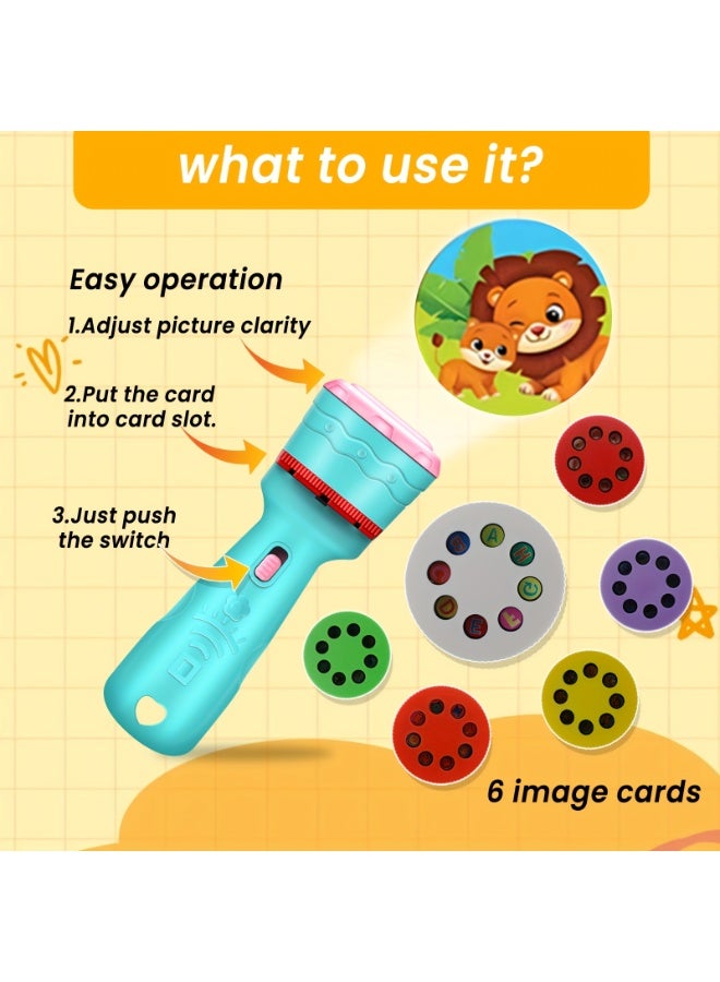 شابية لعبة عرض تفاعلية: ٤٨ نمطًا ممتعًا، لعبة عرض تفاعلية للأطفال الصغار | أداة تعليمية لتعلم العلوم والرياضيات - تعمل بالبطارية، آمنة للأطفال من سن ٣ سنوات فما فوق، حيوانات، خضراوات، حروف، وغيرها (أزرق) - Image 4