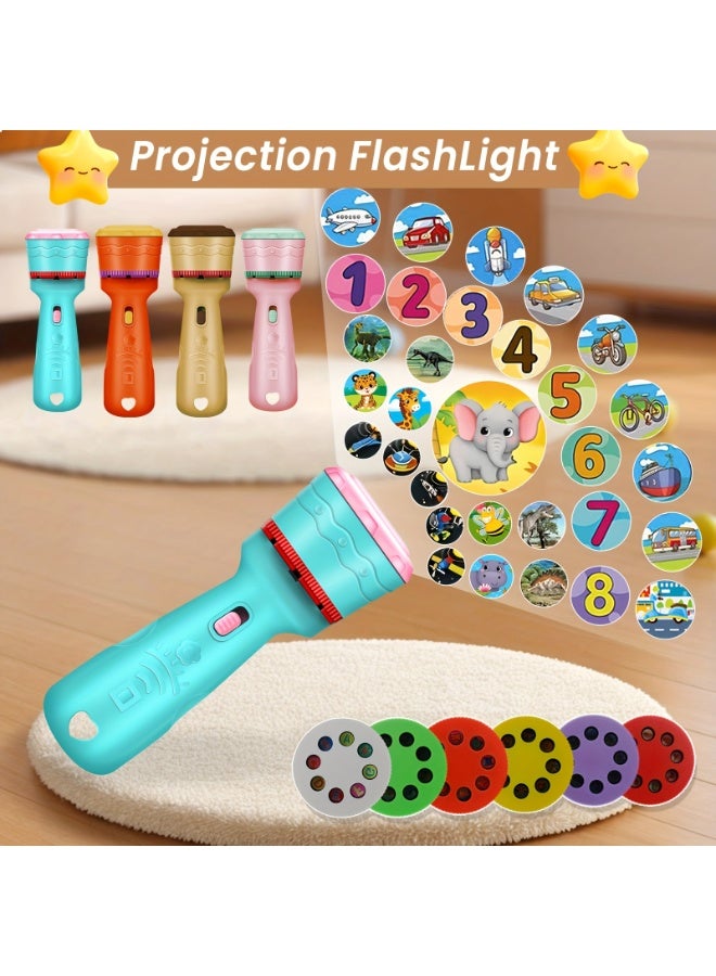 شابية لعبة عرض تفاعلية: ٤٨ نمطًا ممتعًا، لعبة عرض تفاعلية للأطفال الصغار | أداة تعليمية لتعلم العلوم والرياضيات - تعمل بالبطارية، آمنة للأطفال من سن ٣ سنوات فما فوق، حيوانات، خضراوات، حروف، وغيرها (أزرق) - Image 3