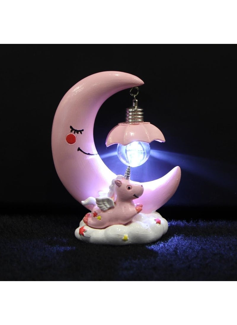 Hediyekanalı - Hediyekanali Moon Design Unicorn Table Night Lamp Unicorn Lighted Figurine Pink - Image 1