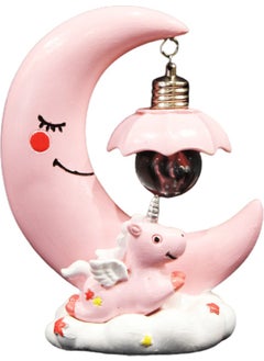 Hediyekanali Moon Design Unicorn Table Night Lamp Unicorn Lighted Figurine Pink