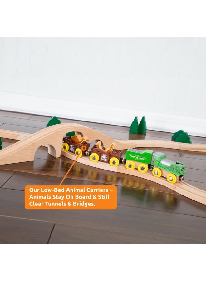 Orbrium Wooden Train Cars & Engines Collection (18 Pcs) - Compatible with Thomas, Brio, Chuggington - Animal & Circus Theme - Image 3