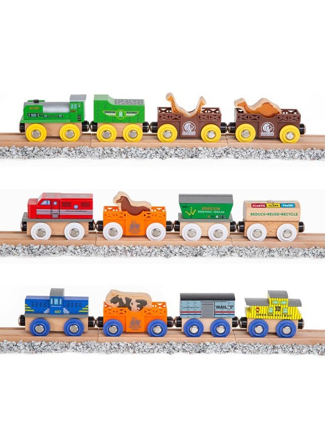 Orbrium Wooden Train Cars & Engines Collection (18 Pcs) - Compatible with Thomas, Brio, Chuggington - Animal & Circus Theme - Image 4