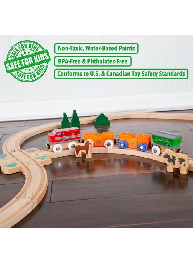 Orbrium Wooden Train Cars & Engines Collection (18 Pcs) - Compatible with Thomas, Brio, Chuggington - Animal & Circus Theme - Image 5