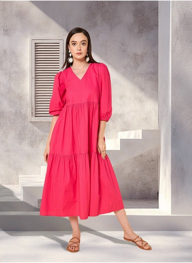 HIGH STAR - Women Magenta Dress - Image 1