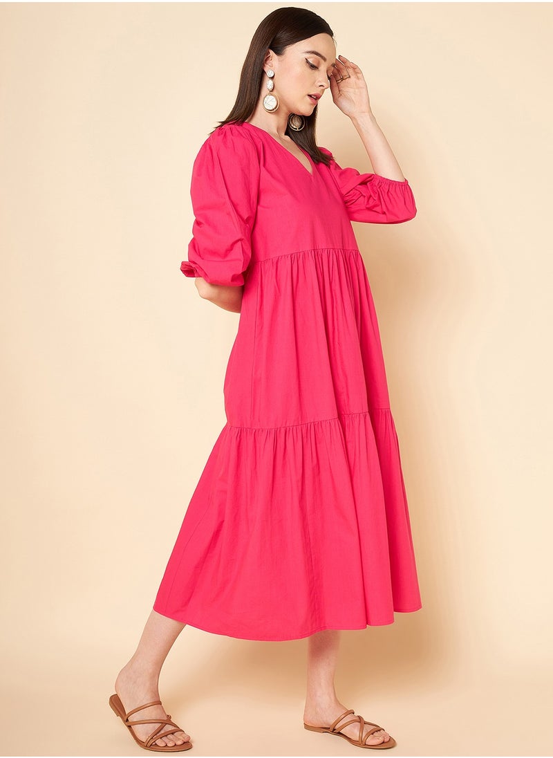 HIGH STAR - Women Magenta Dress - Image 1